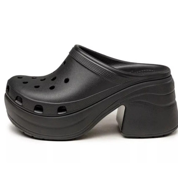 Crocs Siren Clogs High Unisex Heels Platform Slippers Men's 10 Women' 12 Black - Picture 2 of 13